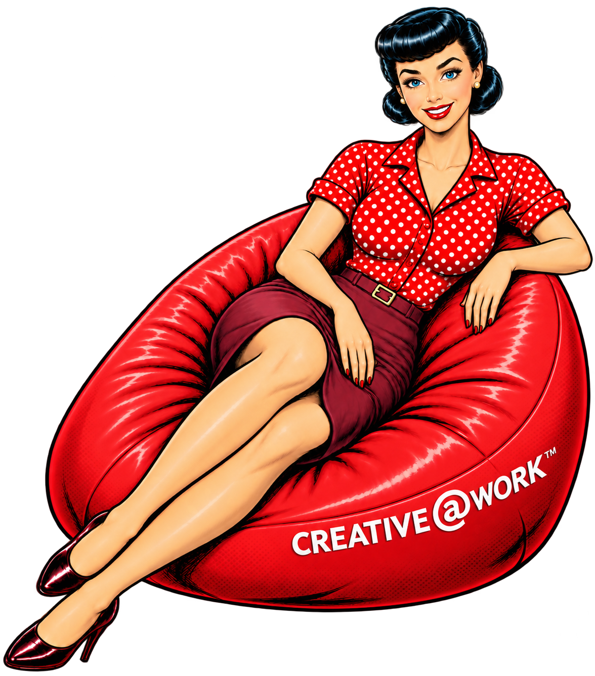 Creative@Work character on lounge chair