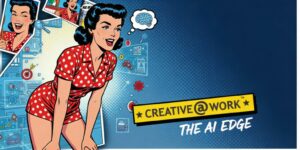 Ai Advertising Oakville - Woman in polka dot dress, graphic design